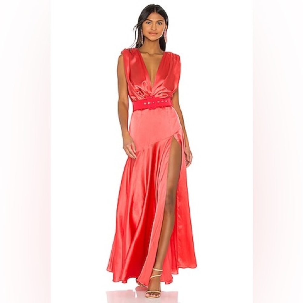 NWT - Bronx and Banco Orange Ruched Cowl Neck Maxi Dress